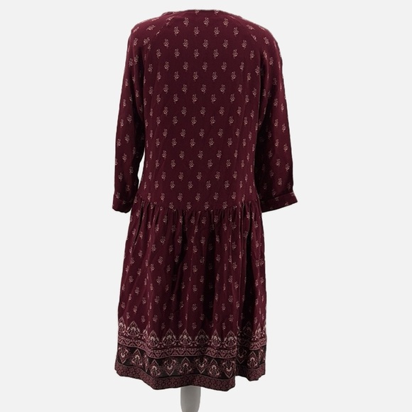 Garnet Hill Bohemian Pocket Dress in Burgundy - Size 4 - Picture 4 of 7